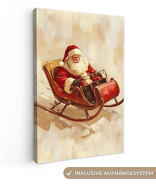 OneMillionCanvasses® Leinwandbild Weihnachten - Schlitten - Weihnachtsmann, günstig online kaufen