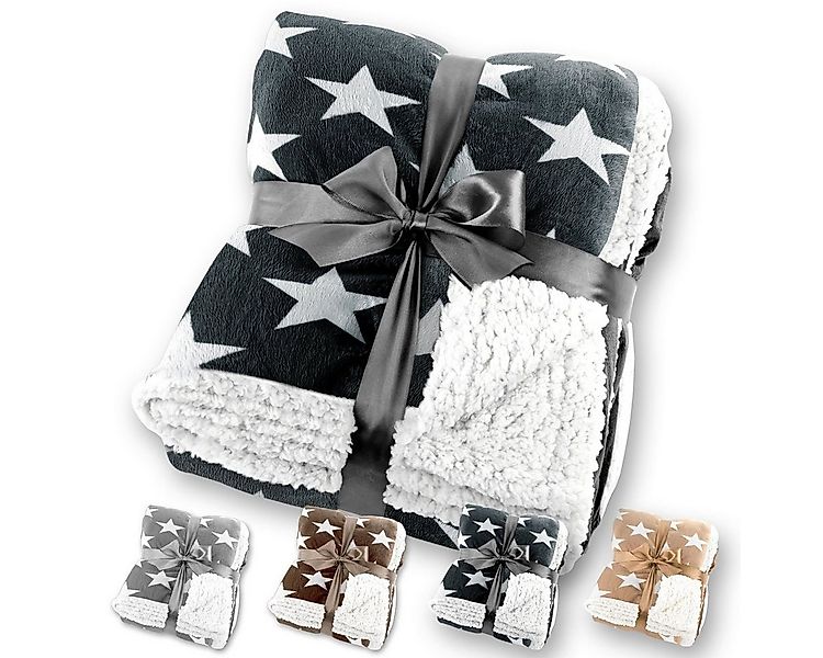 Wohndecke Sternendecke Kuscheldecke in Lammfell-Optik verschiedene Größen, günstig online kaufen