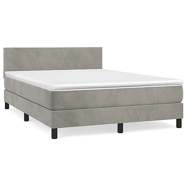 vidaXL Boxspringbett Boxspringbett mit Matratze Hellgrau 140x200 cm Samt Be günstig online kaufen