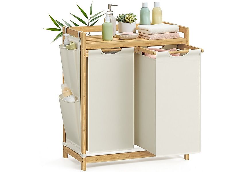 SONGMICS Wäschekorb, 2/3/4 Fächer, Bambus, Wäschesammler 100/150/200 L, Wäs günstig online kaufen