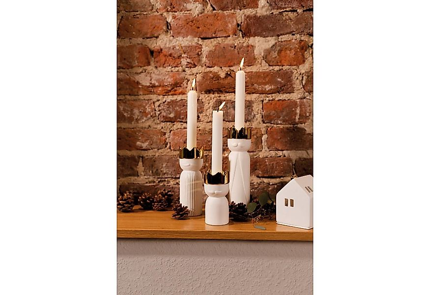 Räder Windlicht Design Kerzenhalter Königslicht Caspar Weiß-Gold (12cm) günstig online kaufen