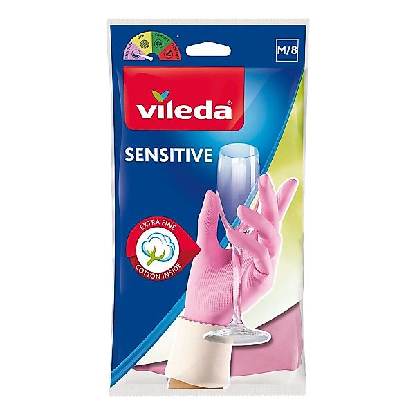 Vileda Latexhandschuhe Sensitiv innen baumwollbeschichtet, 1 günstig online kaufen