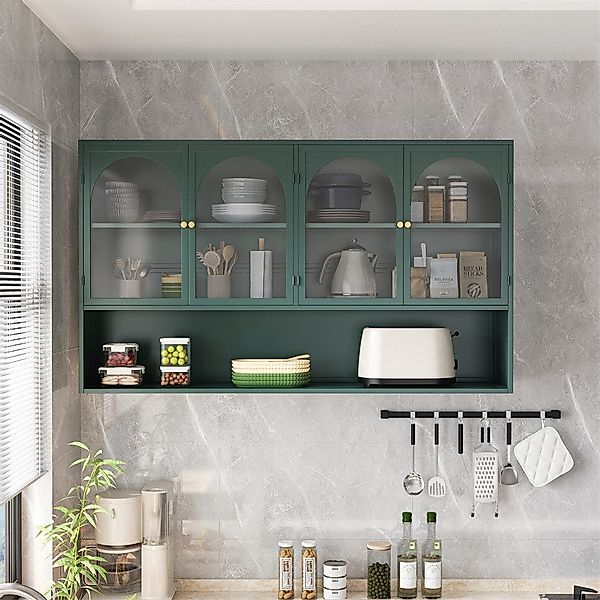 MODFU Wandhängeschrank Hängeschrank,Four-door,Glass Wall Cabinet Storage, günstig online kaufen