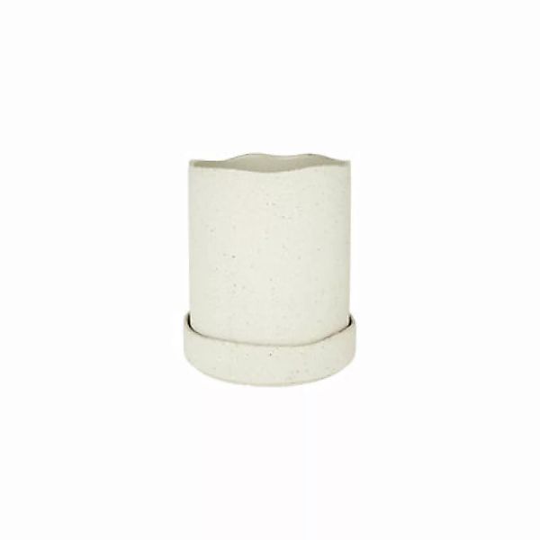 Blumentopf Uneru keramik weiß / Mit Untersetzer Ø 16 x H 19.5 cm - Rohes Re günstig online kaufen