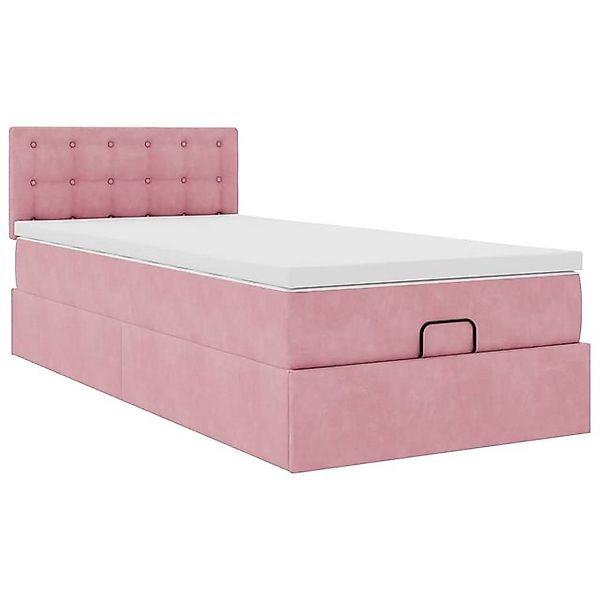 vidaXL Bett Ottoman-Bett mit Matratze Rosa 90x190 cm Samt günstig online kaufen