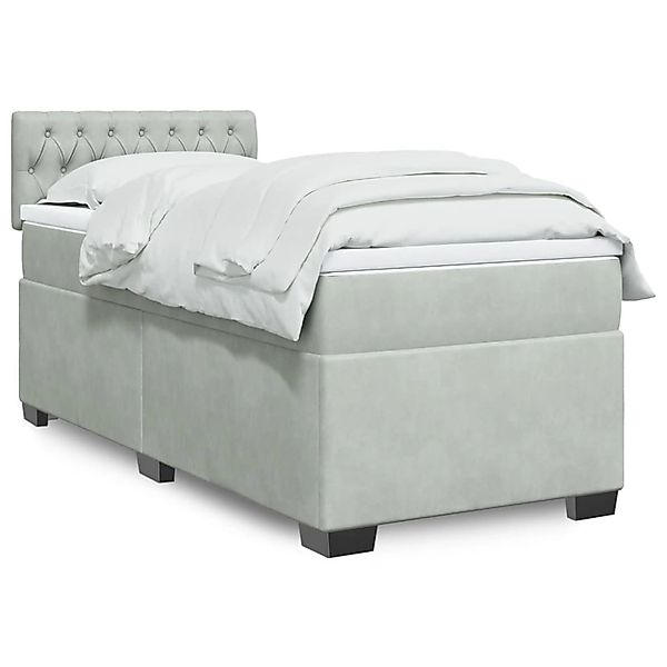 vidaXL Boxspringbett mit Matratze Hellgrau 80x200 cm Samt 3288468 günstig online kaufen