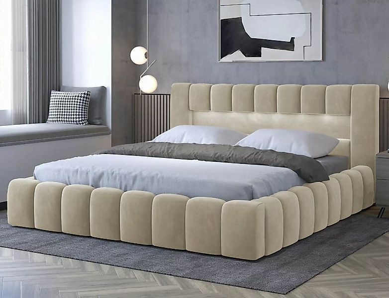 yourhouse24 Polsterbett Lamica Holzrahmen Bett Doppelbett Bettgestell Latte günstig online kaufen