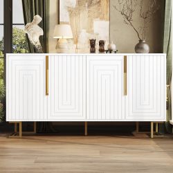 Flieks Sideboard mit 4 Türen Weiß/Schwarz günstig online kaufen