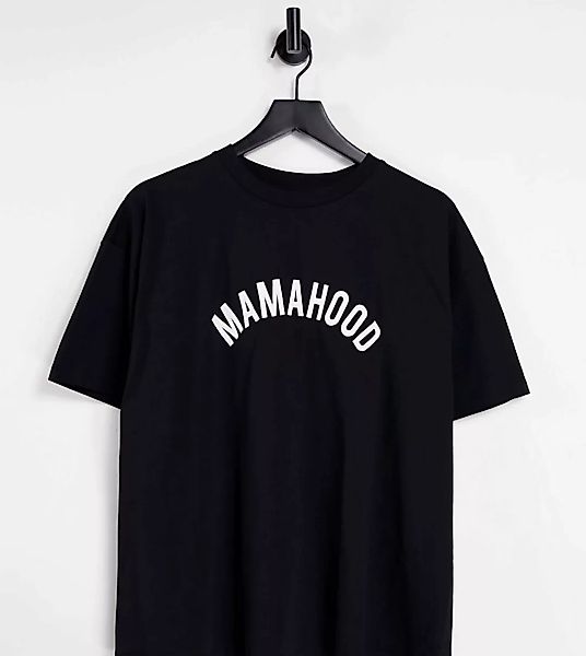 ASOS DESIGN Maternity – Oversize-T-Shirt in Schwarz mit Schriftzug günstig online kaufen