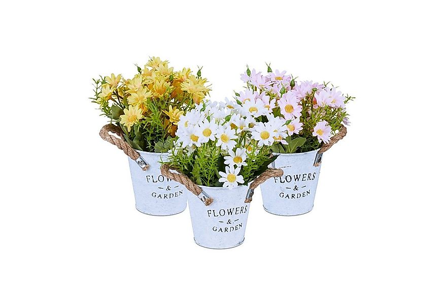 Kunstpflanze 3er Set Kunstblumen im Topf, relaxdays, Höhe 20 cm günstig online kaufen
