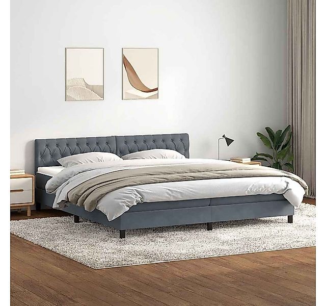 vidaXL Boxspringbett, Boxspringbett mit Matratze Dunkelgrau 200x210 cm Samt günstig online kaufen