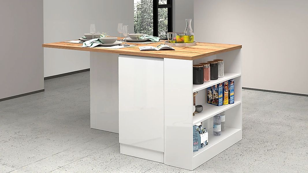 KOCHSTATION Kücheninsel »KS-Sole«, Breite 160 cm, 2 Türen, 4 offene Fächer günstig online kaufen