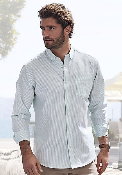 H.I.S Langarmhemd Regular-fit Oxfordhemd langarm mit Button-down-Kragen aus günstig online kaufen