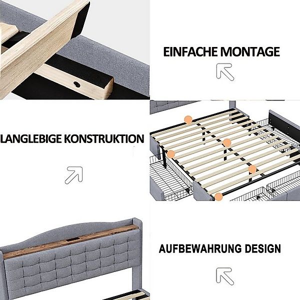 STILVORA Polsterbett 160×200 Bettgestell mit Stauraum & USB-Anschluss,bett günstig online kaufen