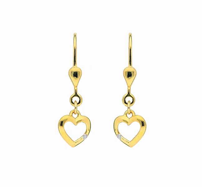 Adelia´s Paar Ohrhänger "1 Paar 333 Gold Ohrringe / Ohrhänger Herz mit Zirk günstig online kaufen