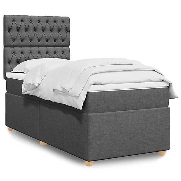 vidaXL Boxspringbett mit Matratze Dunkelgrau 100x200 cm Stoff 3293499 günstig online kaufen