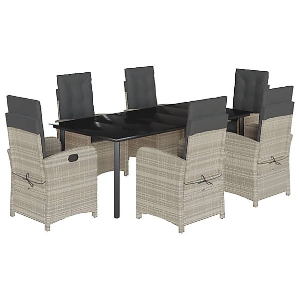 vidaXL 7-Tlg Garten-Essgruppe mit Kissen Hellgrau Poly Rattan 3212859 günstig online kaufen