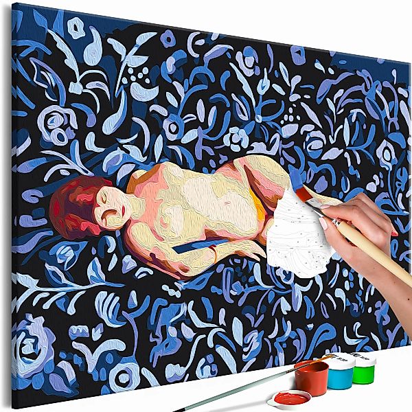 Malen Nach Zahlen - Nude On A Blue Background günstig online kaufen