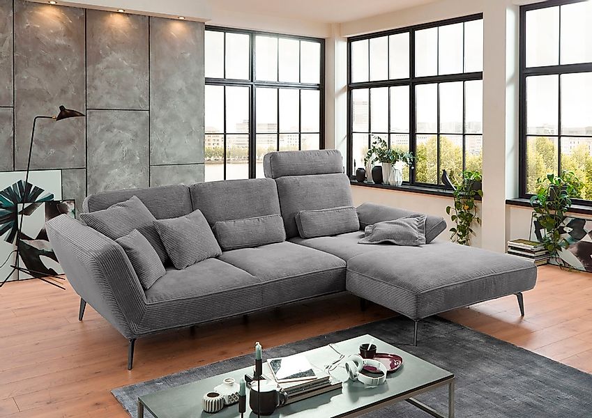 set one by Musterring Ecksofa "SO 4500, Füße schwarz matt, inkl Schwenkrück günstig online kaufen