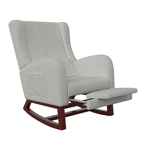 PXloue Schaukelstuhl Polster Relaxstuhl mit Holzbeinen & Seitentaschen Grau günstig online kaufen