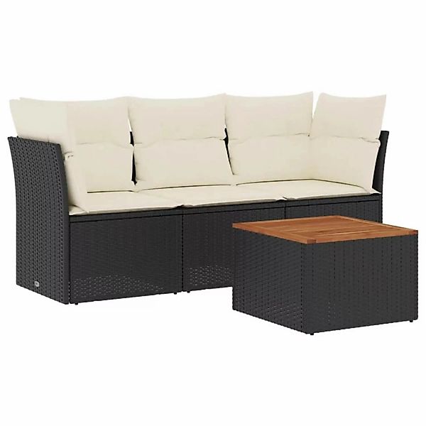 vidaXL 4-tlg Garten-Sofagarnitur mit Kissen Schwarz Poly Rattan Modell 41 günstig online kaufen