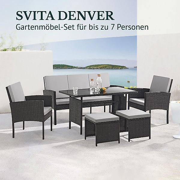 SVITA Gartenlounge-Set DENVER, (Gartenmöbel-Set), Essgruppe, Rattan, günstig online kaufen