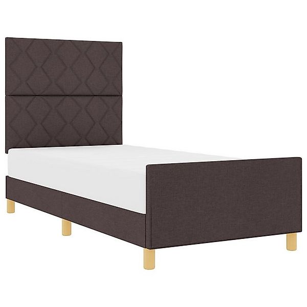 vidaXL Bett Bettgestell dunkelbraun 90x200 cm aus Stoff (1-tlg) günstig online kaufen