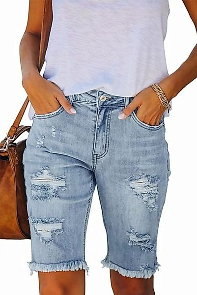 FIDDY Shorts Skinny-Jeansshorts mit hoher Taille und Rissen für Damen günstig online kaufen