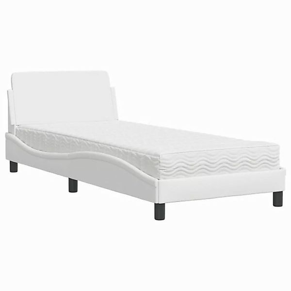 vidaXL Bett Bett mit Matratze Weiß 90x200 cm Kunstleder günstig online kaufen