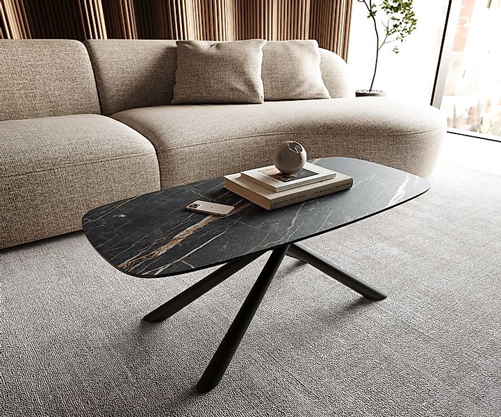 Couchtisch Edge Boot 100x50 cm Keramik Laminam® Noir Desir Braun Sarity Met günstig online kaufen