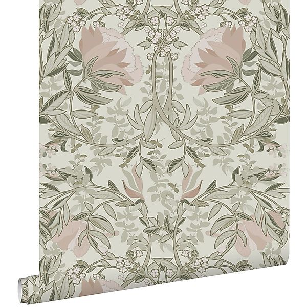 ESTAhome Tapete Blumenmuster im Jugendstil Sandbeige und Altrosa 53 cm x 10 günstig online kaufen