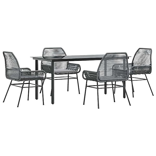vidaXL 5-Tlg Garten-Essgruppe mit Kissen Grau Poly Rattan Glas 3334579 günstig online kaufen