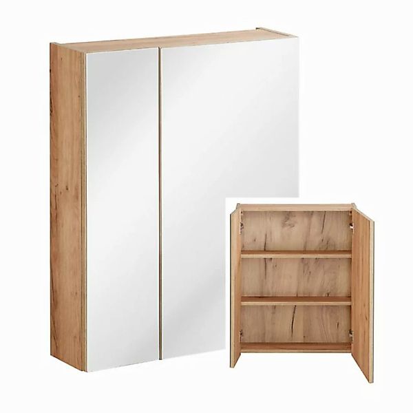 Badezimmer Spiegelschrank 60cm TOSKANA-56 in Wotaneiche B/H/T ca. 60/75/16c günstig online kaufen