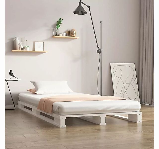 furnicato Bett Palettenbett Weiß 75x190 cm Massivholz Kiefer günstig online kaufen