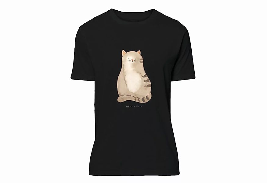 Mr. & Mrs. Panda T-Shirt Katze sitzend - Schwarz - Geschenk, Party, gestrei günstig online kaufen