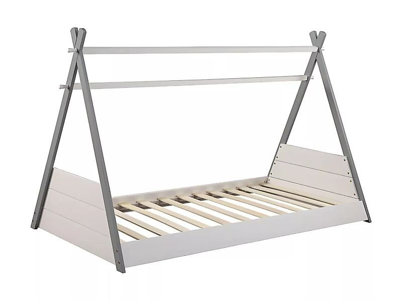 Kinderbett Tipibett - 90 x 190 cm - Kiefernholz - Weiß & Grau - SIOUX günstig online kaufen