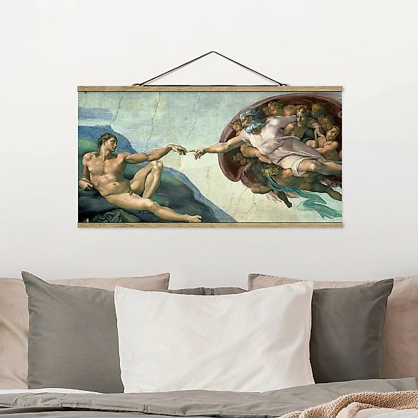 Stoffbild Kunstdruck mit Posterleisten - Querformat Michelangelo - Sixtinis günstig online kaufen