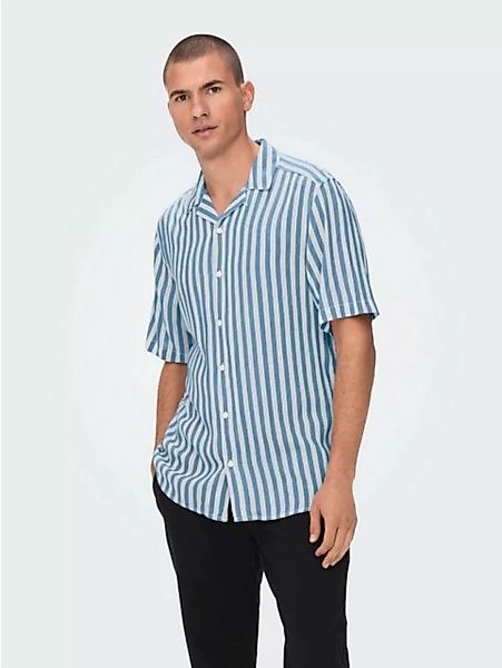 ONLY & SONS Kurzarmhemd Gestreiftes Kurzarm Hemd ONSWAYNE 5011 in Blau günstig online kaufen