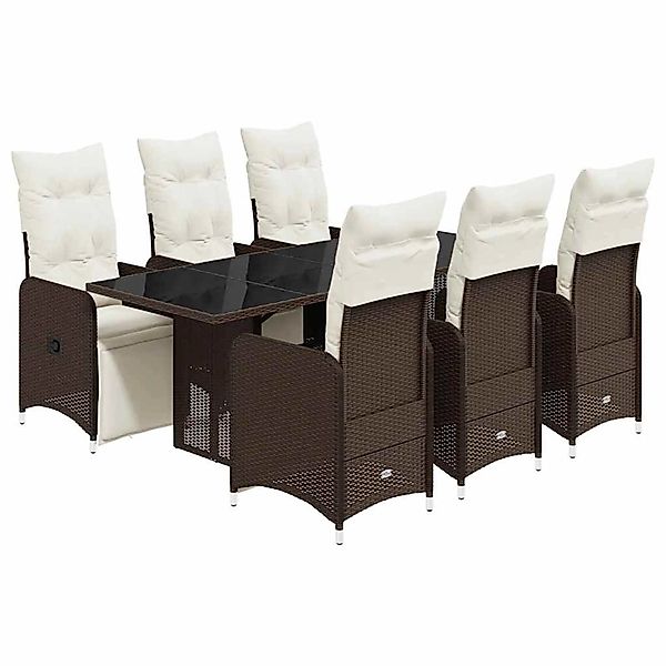 vidaXL 7-Tlg Garten-Bistro-Set mit Kissen Braun Poly Rattan 3277193 günstig online kaufen