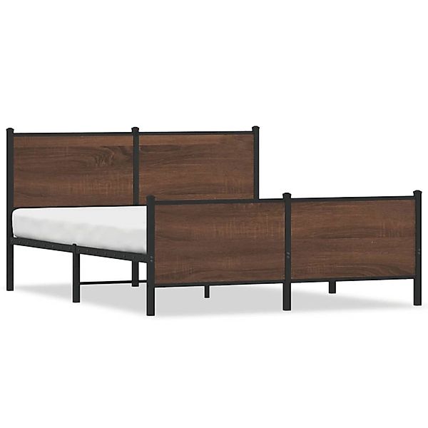 vidaXL Metallbett ohne Matratze Braun Eichen-Optik 140x200 cm 3301370 günstig online kaufen