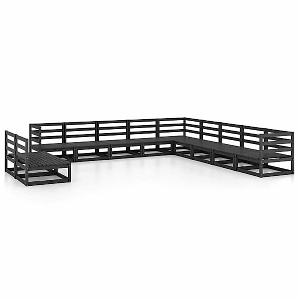 vidaXL 11-tlg Garten-Lounge-Set Schwarz Massivholz Kiefer Modell 2 günstig online kaufen