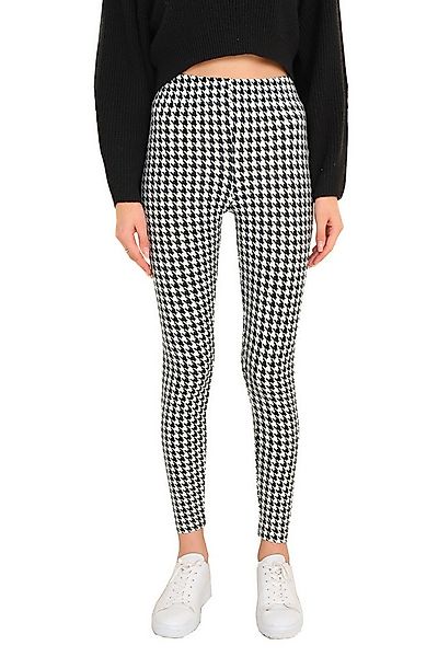 Bongual Leggings mit Hahnentritt Print schwarz-weiß günstig online kaufen