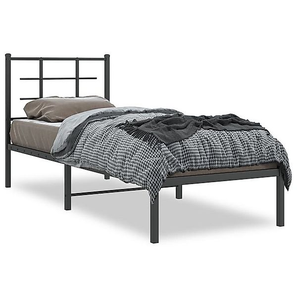 vidaXL Bettgestell, Bettrahmen mit Kopfteil Metall Schwarz 80x200 cm günstig online kaufen