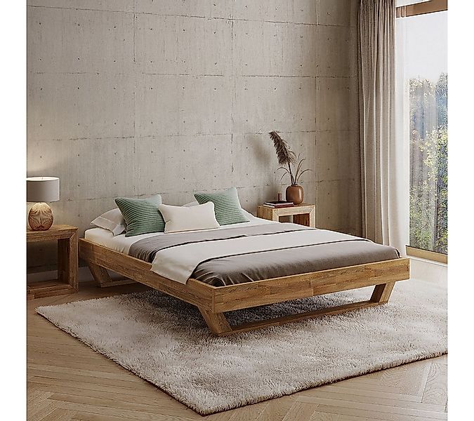 skølm Massivholzbett Nornir aus Eiche, ohne Kopfteil, verfügbar in 120/140/ günstig online kaufen