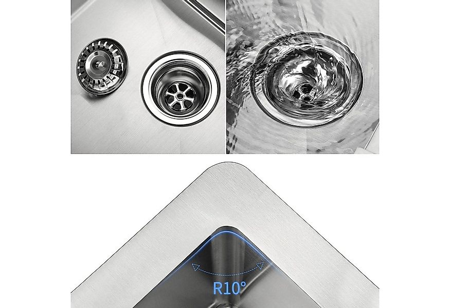 Faizee Möbel Edelstahlspüle Edelstahlspüle Schwarz 50,5x55+Armatur Spiral S günstig online kaufen