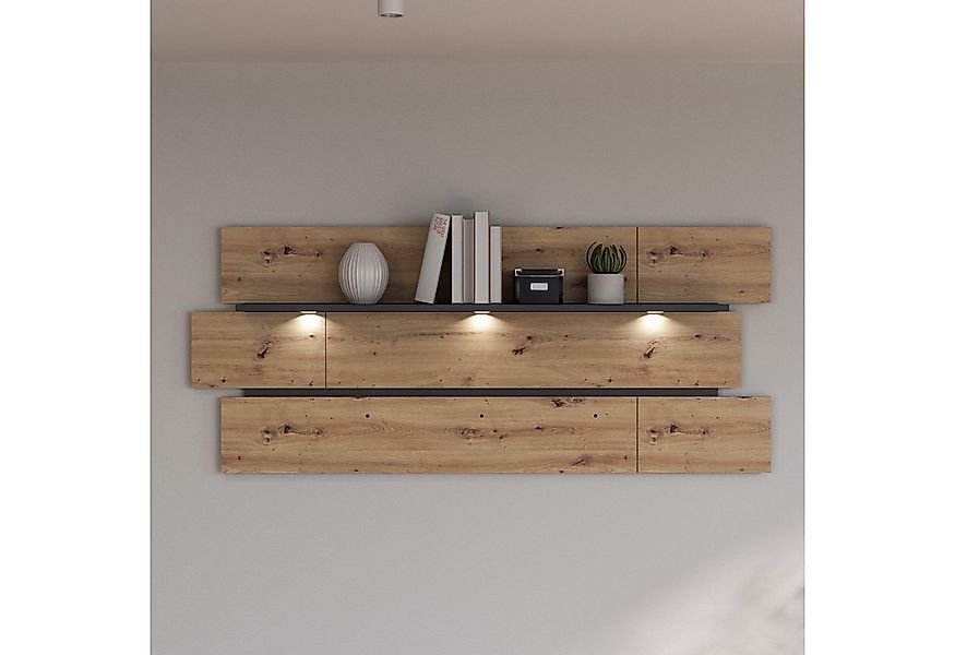 FORTE Wandregal in Artisan Eiche Dekor / grau - 195,1x82,8x21,9cm (B/H/T) günstig online kaufen