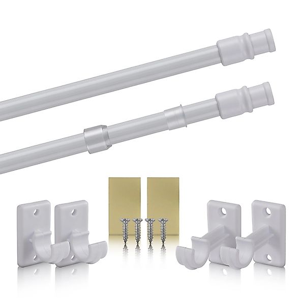 Bestlivings Cafehausstangen Glänzend Silber 50 bis 75 cm & Klemmträger günstig online kaufen