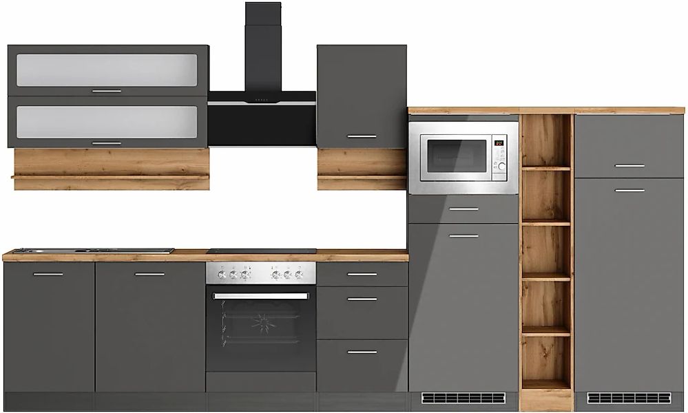 KOCHSTATION Küchenzeile "KS-Milan", 370 cm breit, robuste Metallauszüge, vi günstig online kaufen
