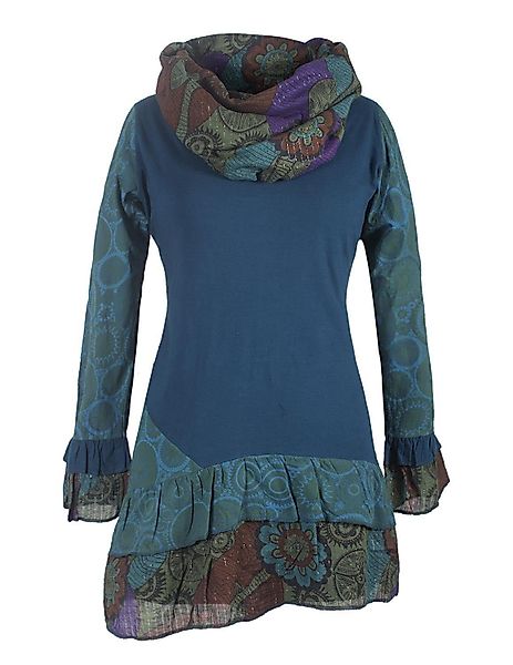 Vishes Midikleid Langarm Mandala Rüschen-Kleid mit günstig online kaufen