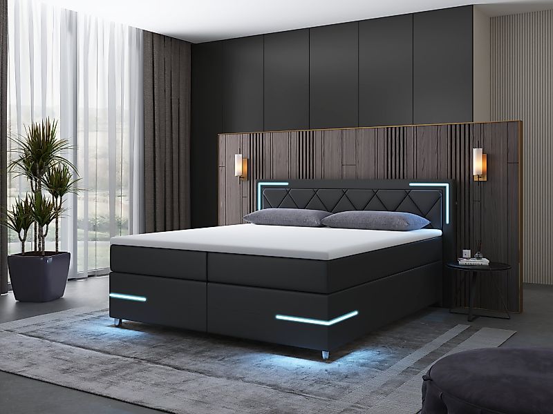 wonello Boxspringbett Arizona, mit LED Beleuchtung günstig online kaufen